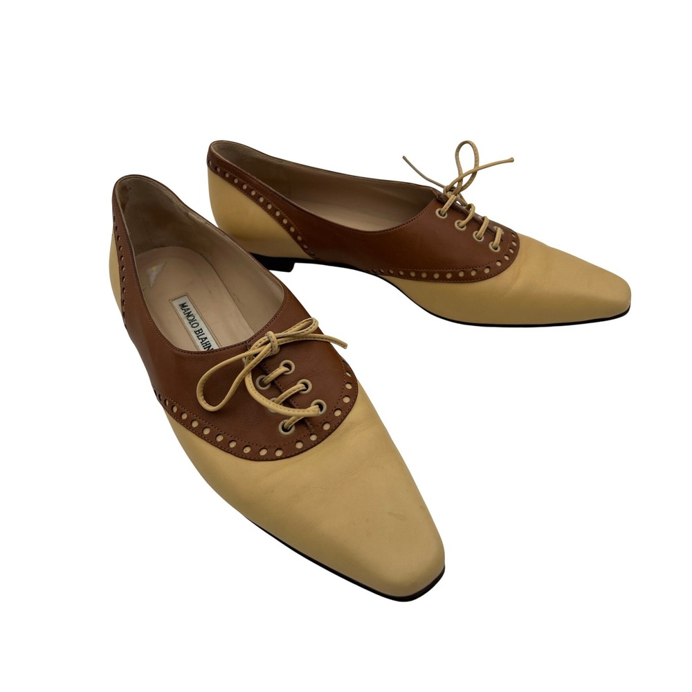 Manolo Blahnik Brown Lace-up Oxford SZ 39 Quiet Luxury Academia Preppy